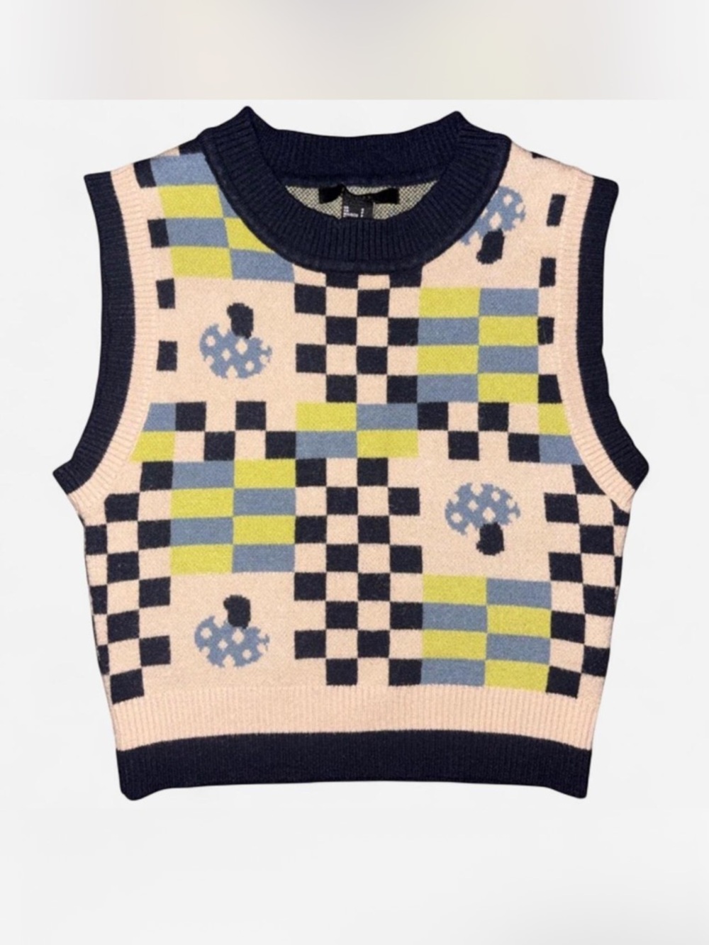 Forever 21 Navy & Lime Patterned Sweater